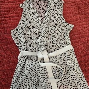 New York & Company Black Polka Dot Sheer Blouse